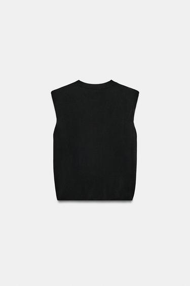 STRICKOBERTEIL MIT SCHULTERPOLSTERN - Schwarz von Zara