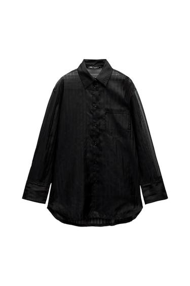 ΠΟΥΚΑΜΙΣΟ OVERSIZE ΑΠΟ ΟΡΓΑΝΤΖΑ ΜΕ ΡΙΓΕΣ