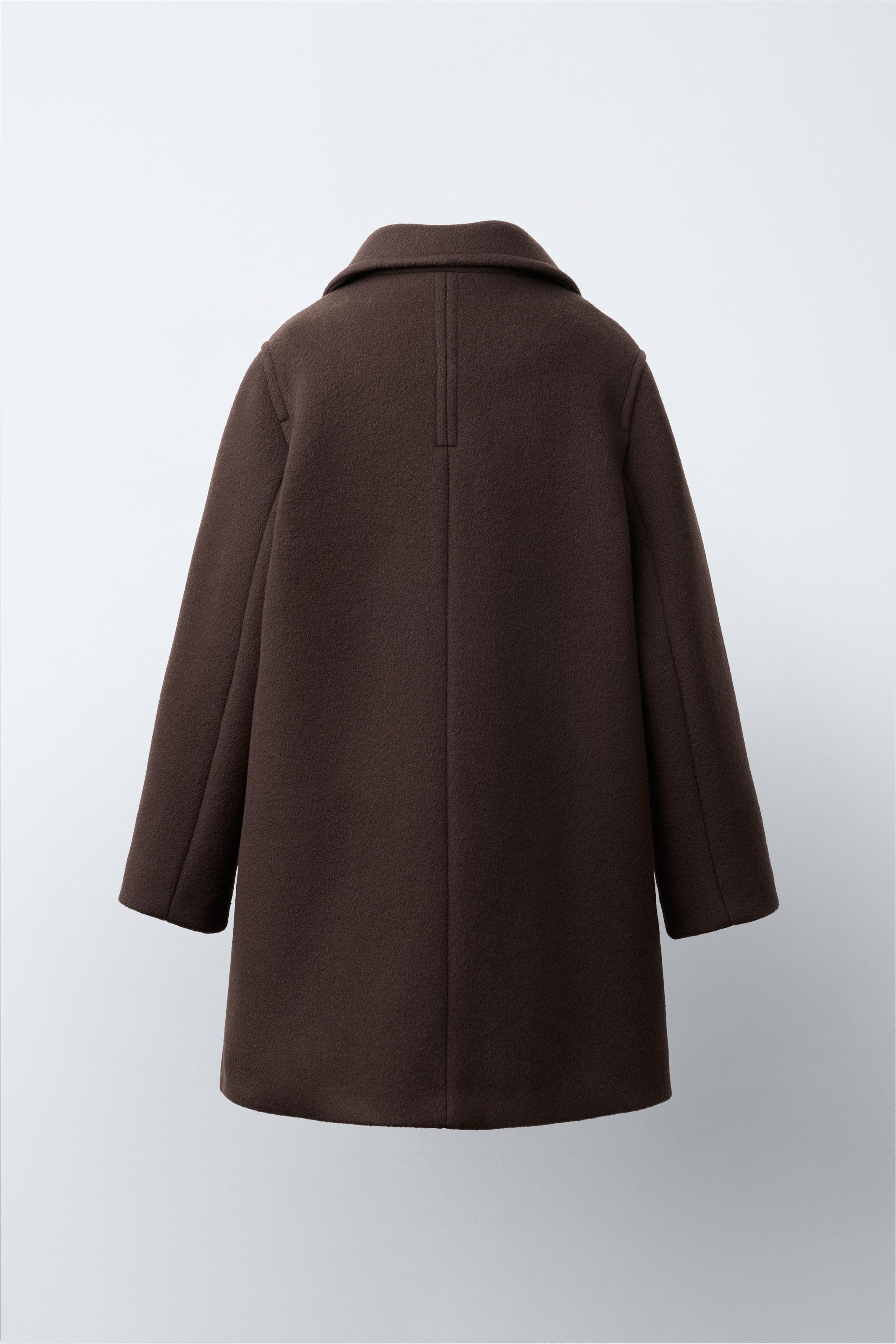 ZARA ザラ ロングコート ネイビー インナーニット ウール L相当 ZARA ザラ ロングコート ネイビー インナーニット ウール L相当