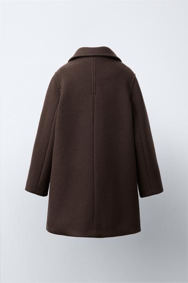 MANTEAU LONG AVEC LAINE ET CACHEMIRE - Chocolat de Zara - Image 3