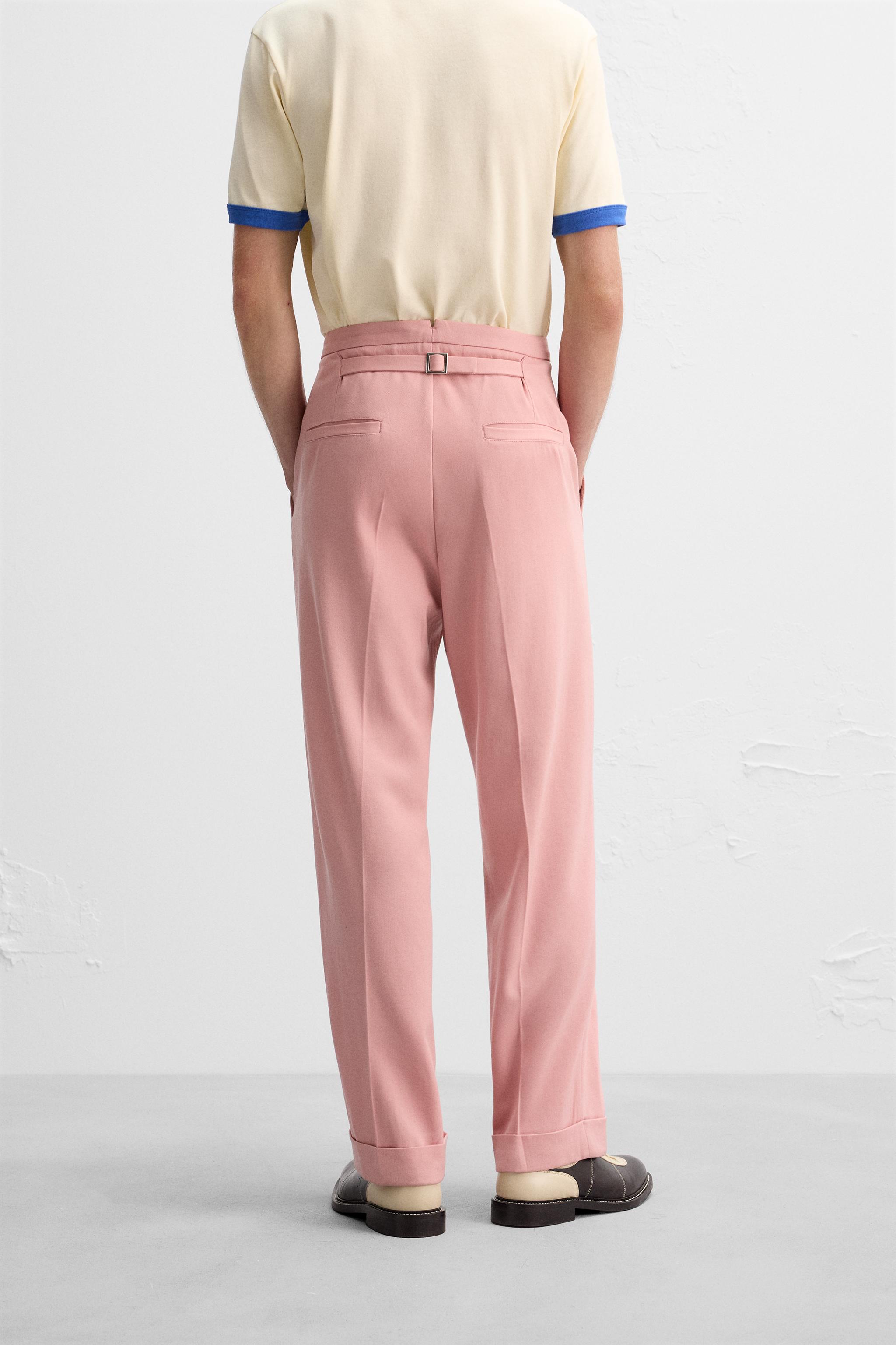 Zara pantalon rose sale