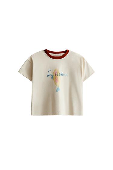 Zara KIDS "LA SARDINE" T-SHIRT - Oyster-white