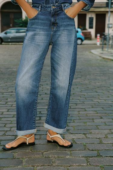 JEAN Z.07 COUPE DÉCONTRACTÉE TAILLE HAUTE BAS AVEC REVERS - Bleu de Zara - Image 1