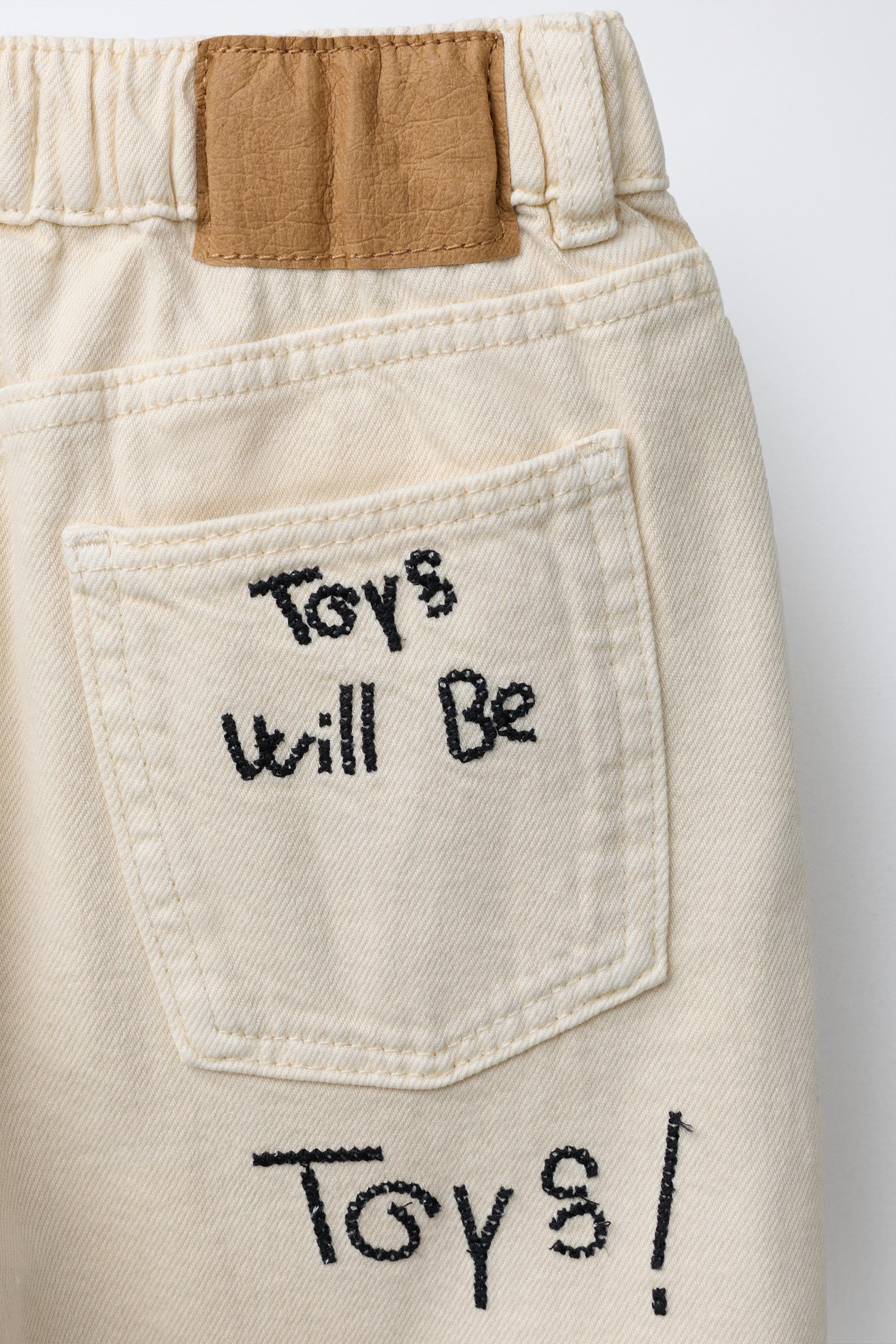 TOY STORY © DISNEY PIXAR EMBROIDERED BAGGY TWILL PANTS - Ecru