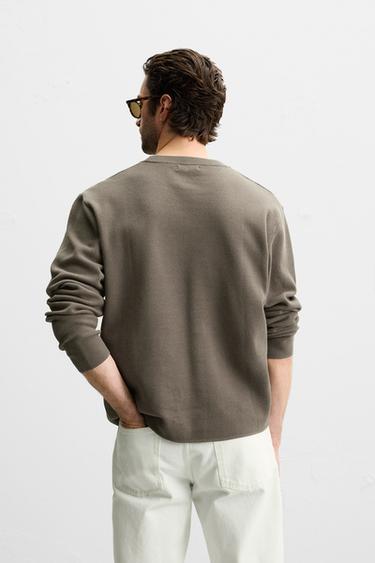 PULL STRUCTURÉ EN MÉLANGE DE COTON - Marron clair de Zara - Image 2