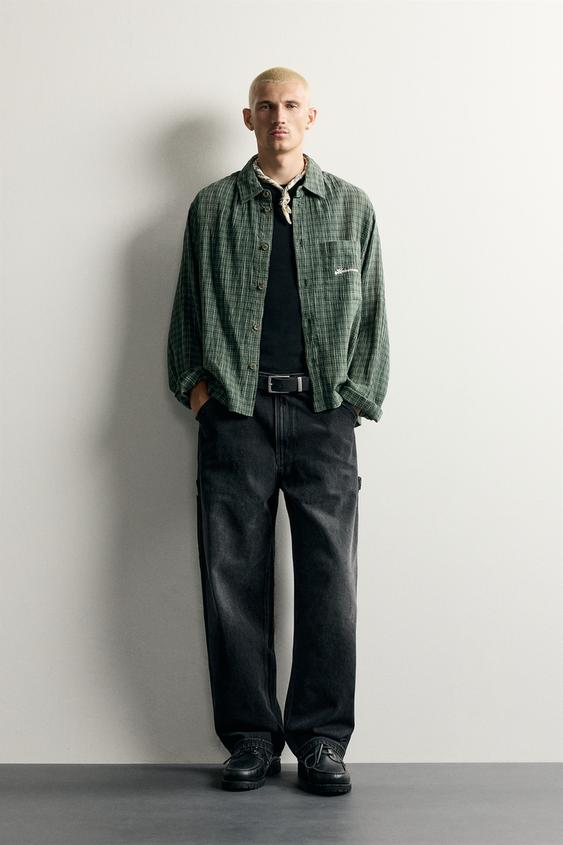 JEANS RELAXED FIT BOLSILLO CARPINTERO - Carbón de Zara - Imagen 0