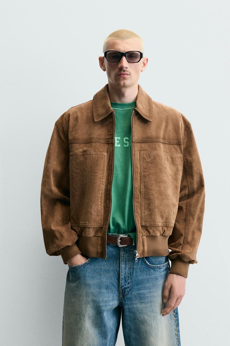 ZARA RELAXED FIT SUEDE LEATHER JACKET