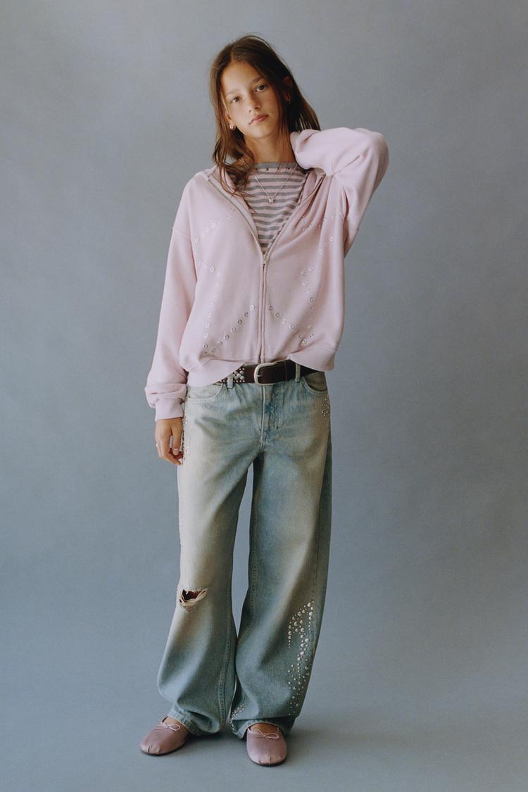 Jeans barrel tachas