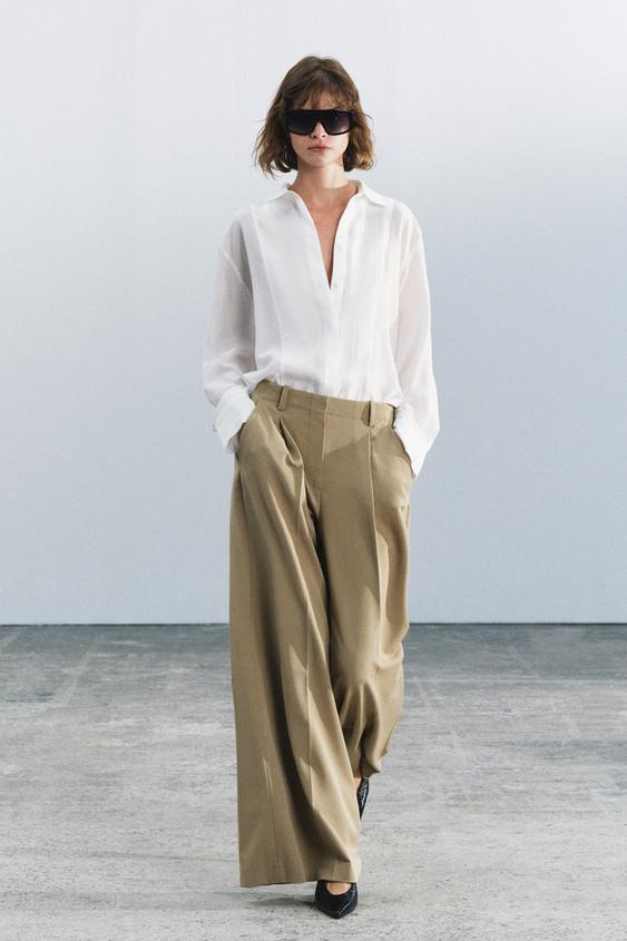 ZW COLLECTION PLEATED TROUSERS - Mid-camel by Zara - Image 0