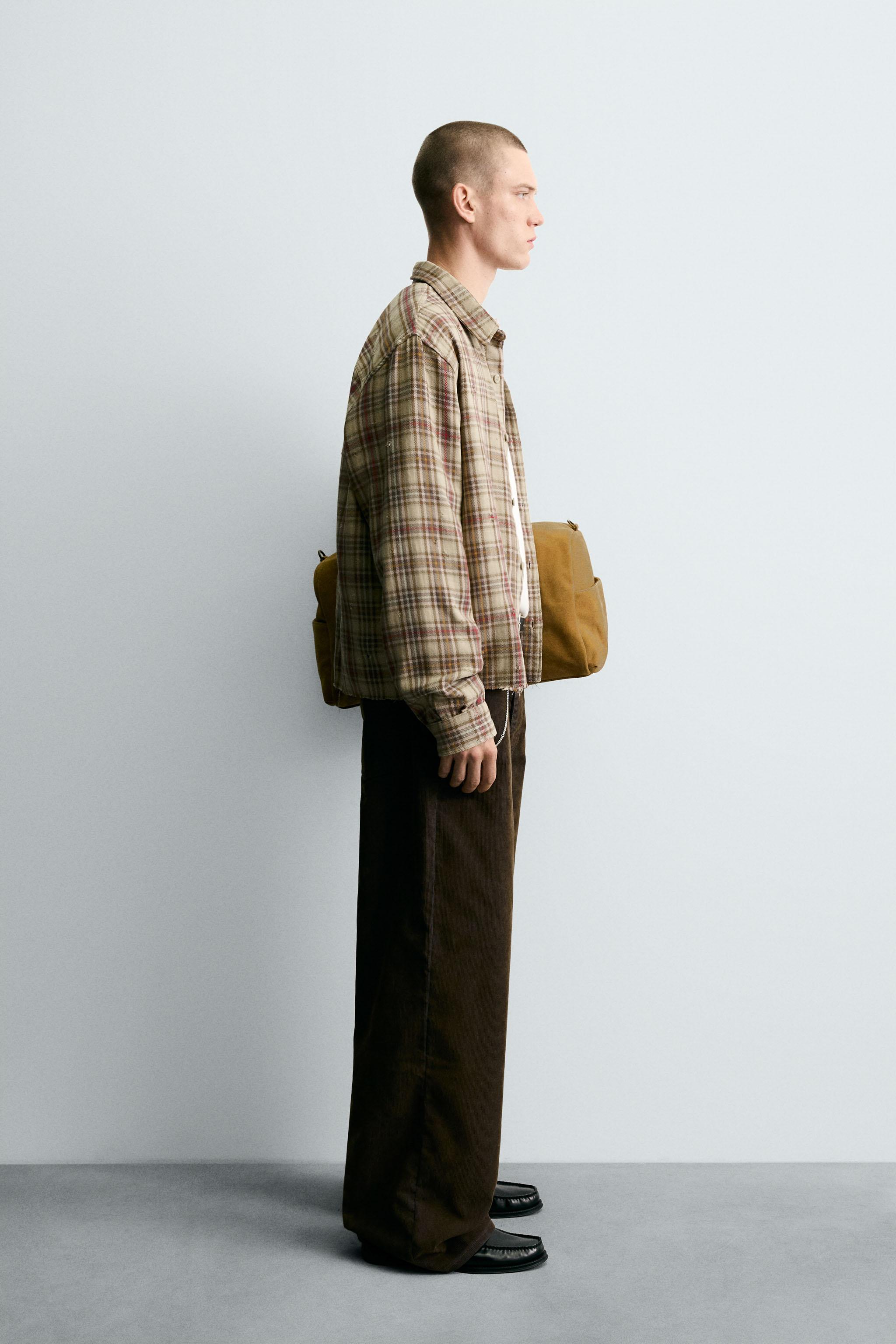 PLAID SHIRT WITH DISTRESSED EFFECTS