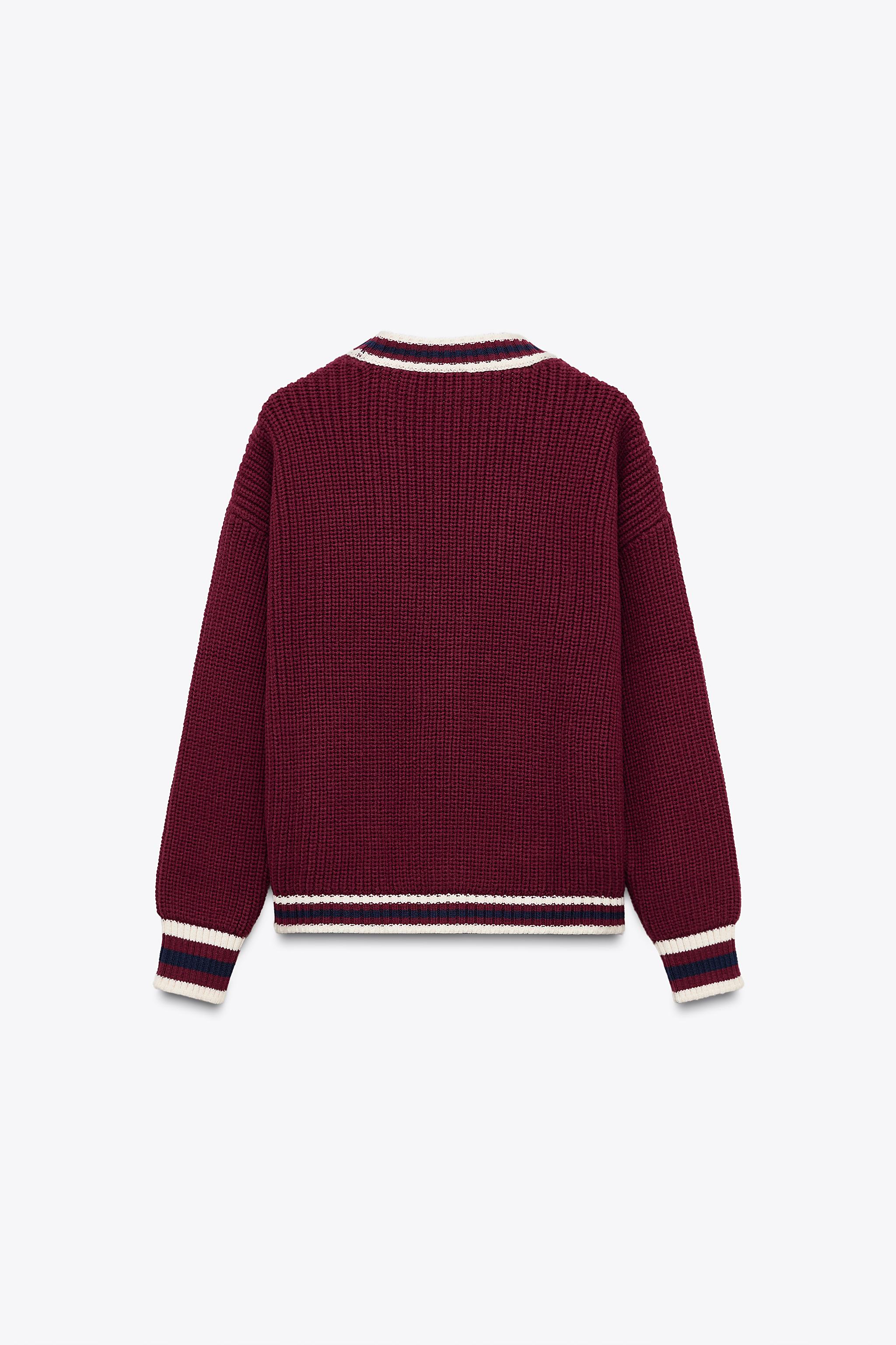 パイピングニットジャケット - ボルドー | ZARA Japan / 日本