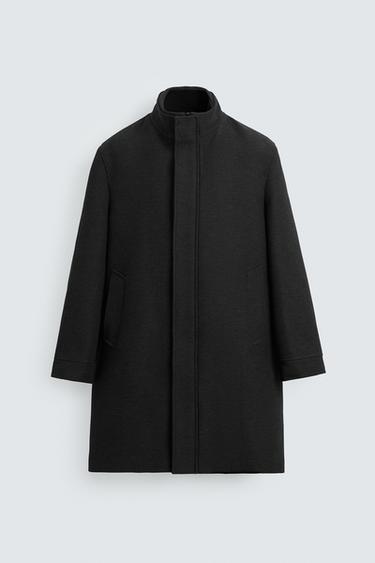 Zara REMOVABLE COLLAR COAT - Gray