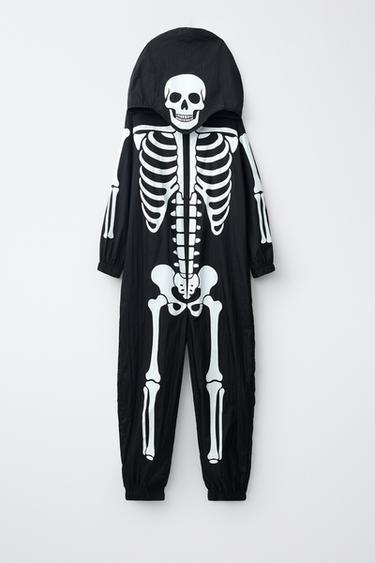 GLOW-IN-THE-DARK SKELETON JUMPSUIT COSTUME - Black by Zara