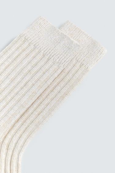 IRREGULAR RIBBED SOCKS - Ecru by Zara - Image 2