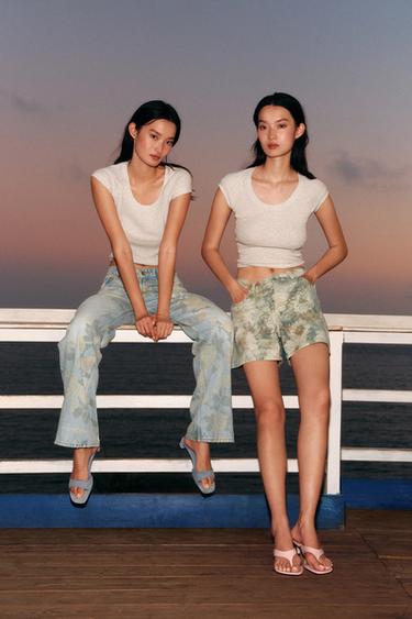 Zara Z1975 中腰印花短褲 - 多色