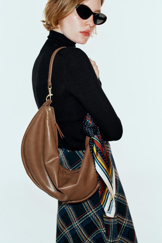BOLSO DE HOMBRO OVALADO - Tostado oscuro de Zara - Imagen 0
