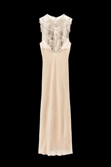 Zara LIMITED EDITION EMBROIDERED DRESS WITH BEADING - Oyster-white - Image 0