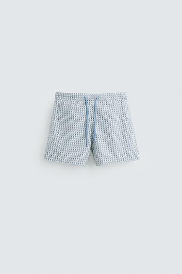 GEOMETRIC PRINT MID-LENGTH SWIMMING TRUNKS - Sky blue by Zara - Image 0