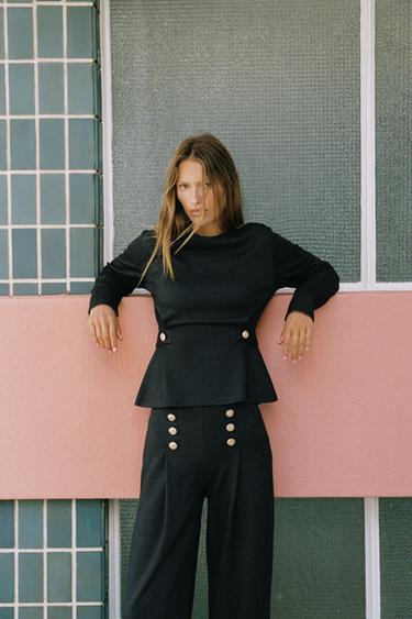 TWILL TROUSERS WITH BUTTONS - Dark grey by Zara