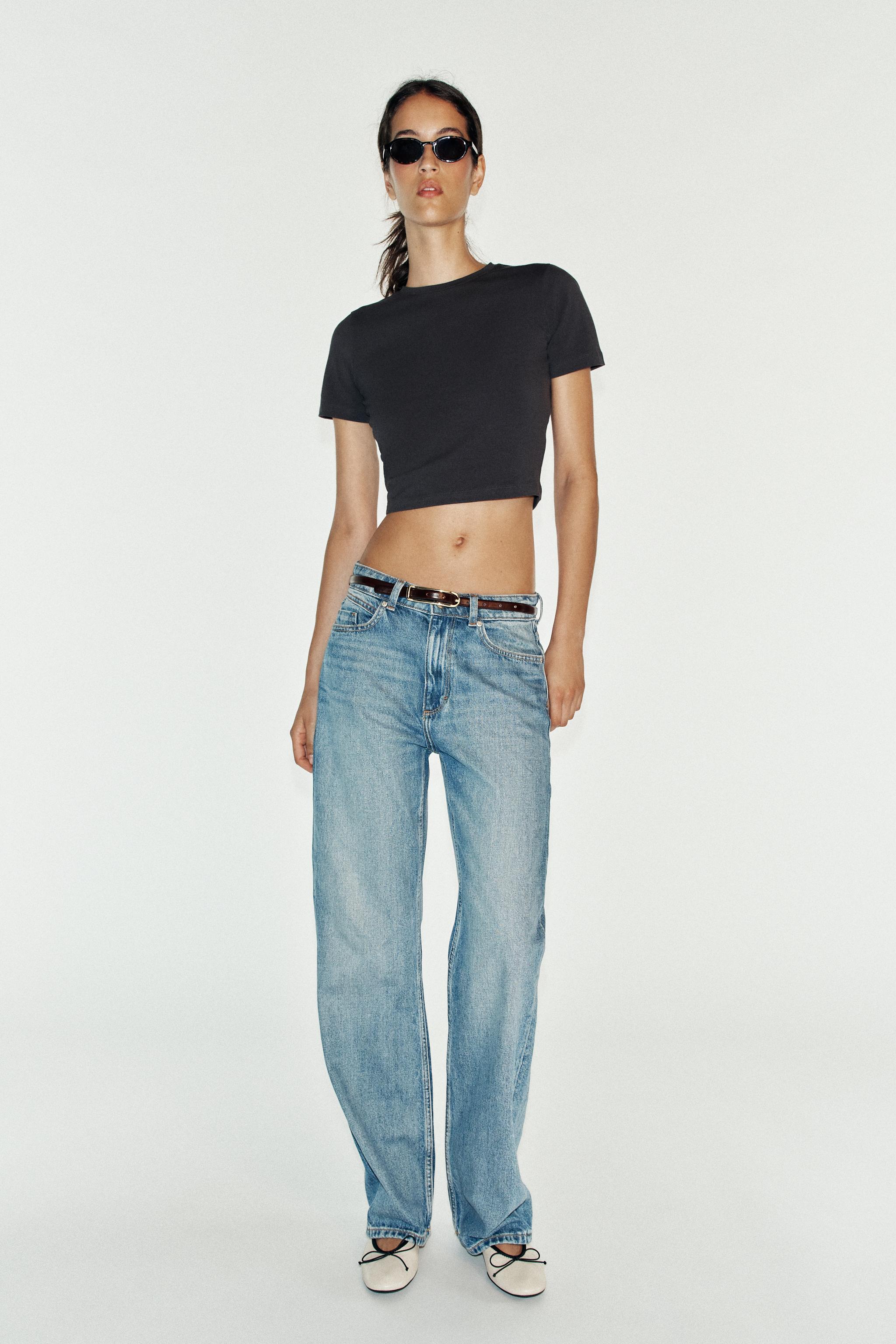 SHORT SLEEVE CROP TOP — Dark charcoal gray