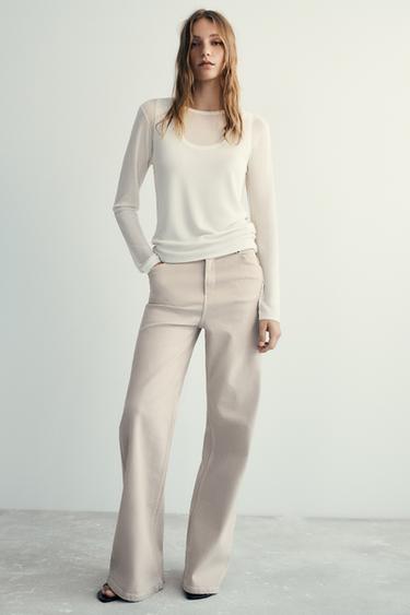 ZW COLLECTION HIGH-WAIST WIDE-LEG JEANS - Pearl grey by Zara