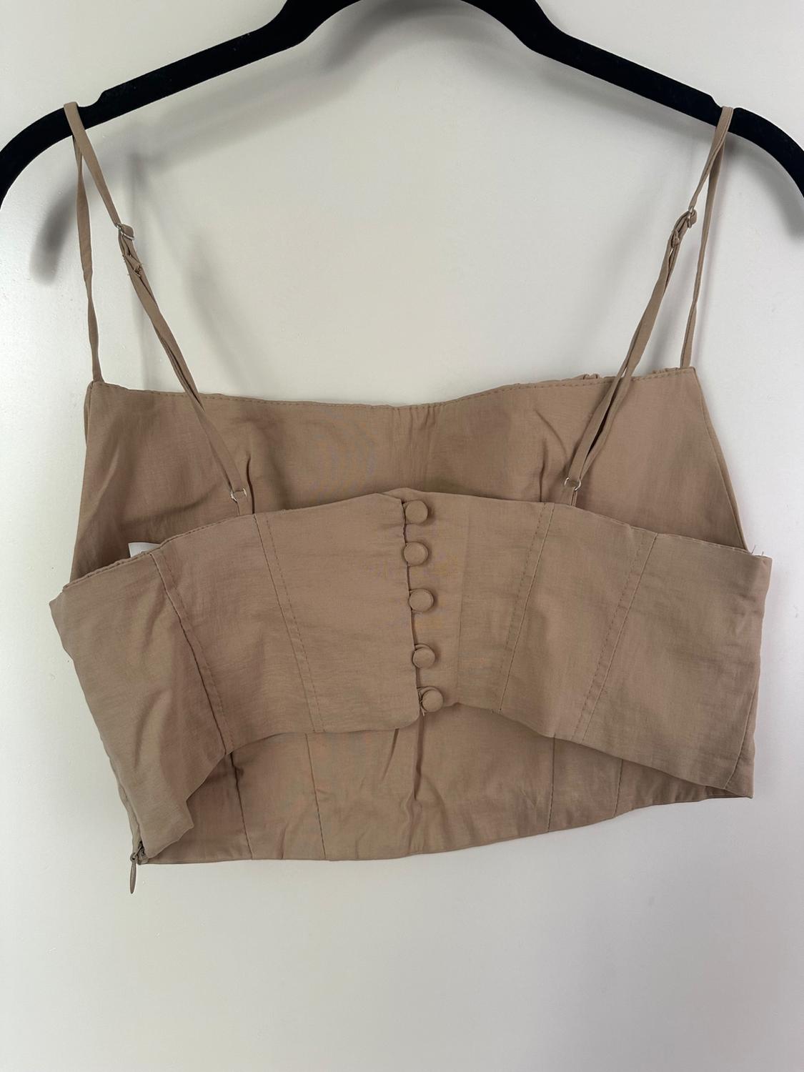 LINEN BLEND CROP TOP - Image 2