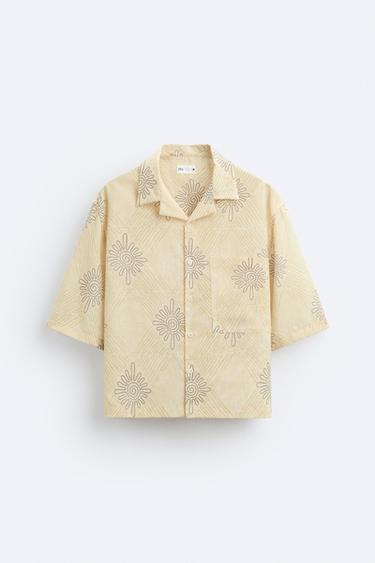 Zara 短版合身襯衫 - 黃色