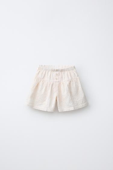 SHORT À FLEURS BRODÉES - Écru de Zara - Image 0