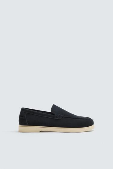 موكاسين جلدي CASUAL - أزرق الخاص بـ Zara