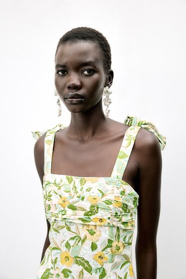 ROBE COURTE AVEC LIN IMPRIMÉ - Multicolore de Zara - Image 2
