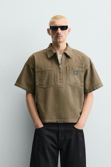 POLO BOXY FIT LAVADO - Marrón de Zara