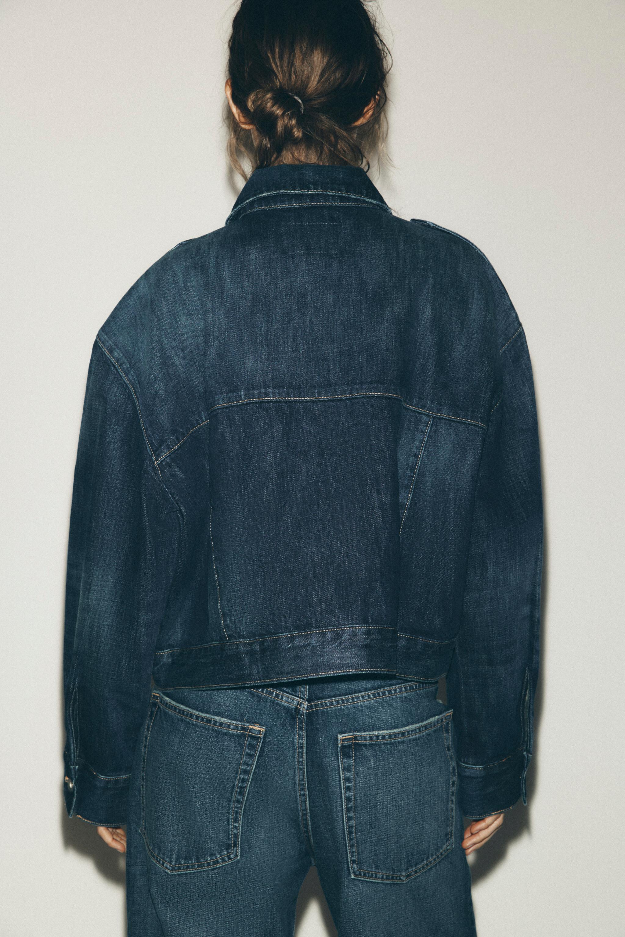 TRF DENIM JACKET WITH TABS - Navy blue | ZARA Australia