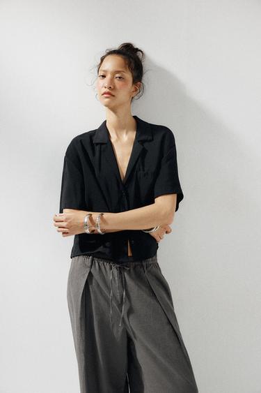 СТРУМУЮЧА СОРОЧКА З КИШЕНЕЮ - Чорний Zara
