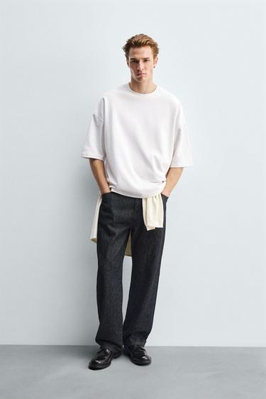 T-SHIRT BOXY FIT EFFET NÉOPRÈNE - Blanc de Zara - Image 0