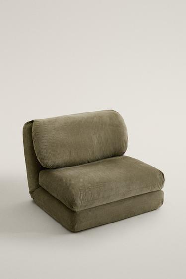 CORDUROY FOLDING LOUNGE CHAIR — Green 2