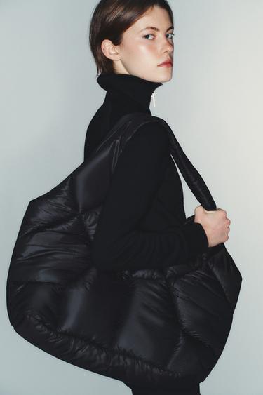 QUILTED EFFECT SHOPPER BAG - Black by Zara - Image 1