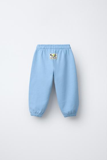 PLUSH JOGGING TROUSERS WITH SLOGAN - Light blue by Zara - Image 1