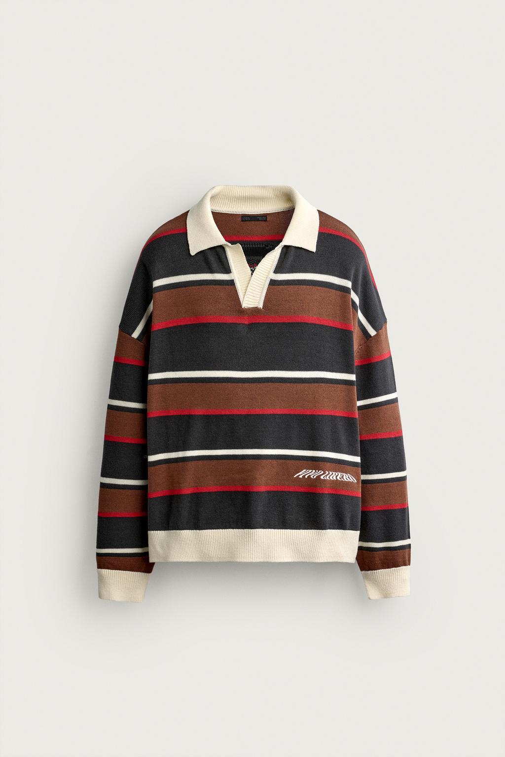 FLORAL INTARSIA KNIT POLO SHIRT