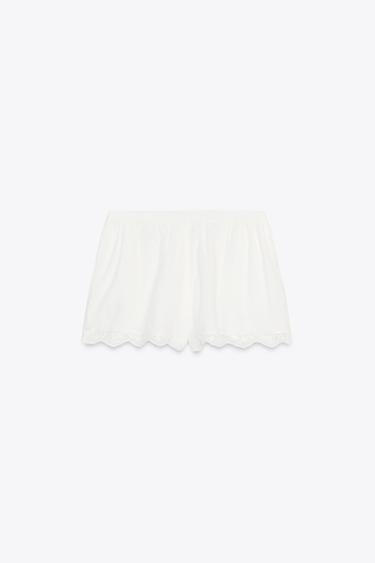 EMBROIDERED FLORAL PYJAMA SHORTS - Oyster-white by Zara - Image 3