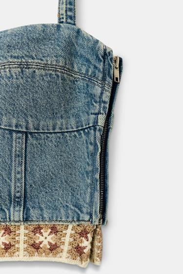 Z1975 DENIM CROCHET TOP - Mid-blue by Zara - Image 9