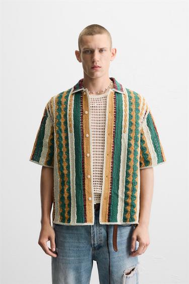 CROCHET TEXTURED SHIRT - Green by Zara