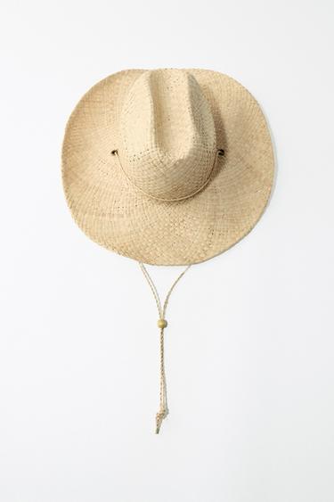 قبعة مجدولة COWBOY - بيج فاتح الخاص بـ Zara