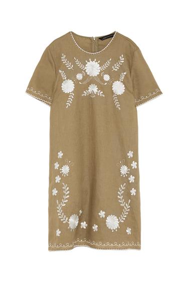 EMBROIDERED LINEN DRESS