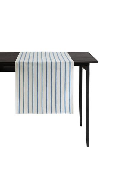 TABLE RUNNER WITH EMBROIDERED STRIPES - Blue by Zara