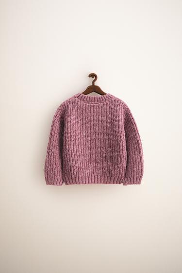 ZARA TIMELESS - PULL GROSSE MAILLE AVEC LAINE - Rose moyen de Zara - Image 1
