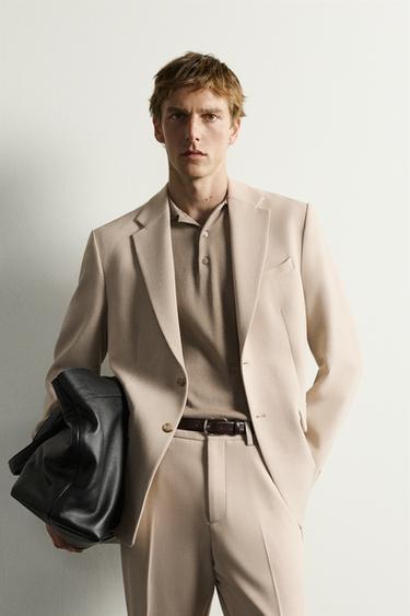 SLIM FIT SUIT BLAZER - Sand / Marl by Zara