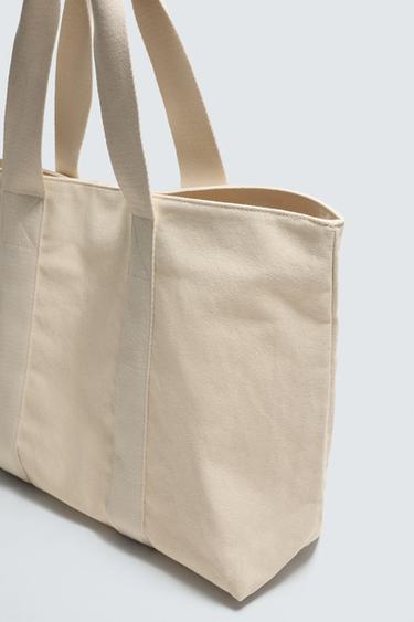 FABRIC TOTE BAG - Ecru White by Zara - Image 2