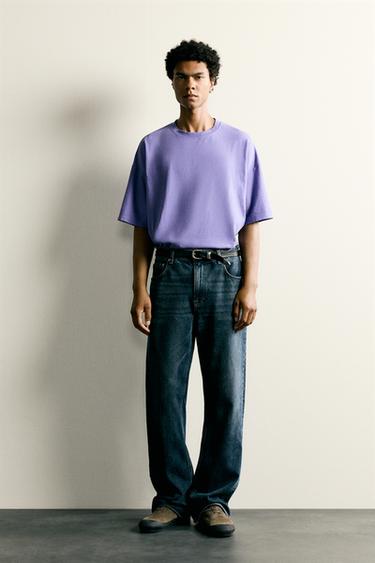 BASIC WASHED RELAXED FIT T-SHIRT - Purple by Zara