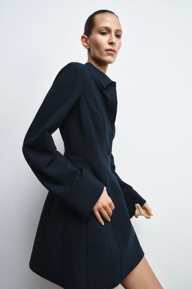 ZW COLLECTION SHORT SHIRT DRESS - Navy blue by Zara - Image 4