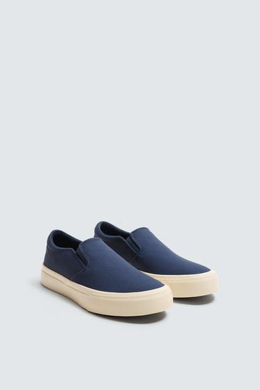 Zara FABRIC LACELESS SNEAKERS - Dark Blue